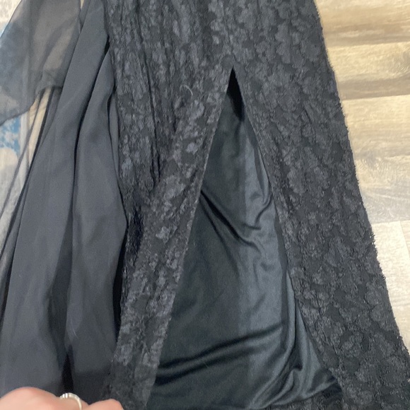 🕷️ Vintage Roberta High Neck Emo Goth Lace Beaded Prom Dress Gown With Sash 🕷️ - Picture 14 of 14